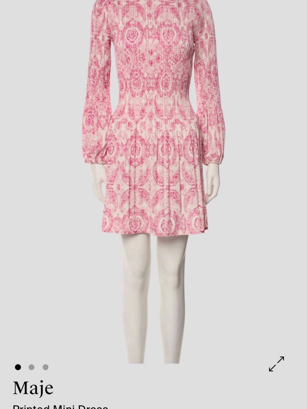 Maje Pink Printed Long-Sleeve Mini Dress